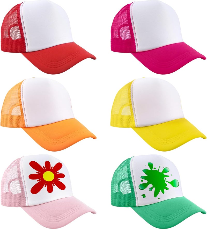 Skyebed 6 Pcs Kids Sublimation Trucker Hats Adjustable Mesh Trucker Cap DIY Baseball Hats for Summer Camps Beaches - Image 1
